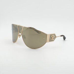 Roberto Cavalli SRC093 300G Sunglasses Gold Shield Frame, Golden Lenses
